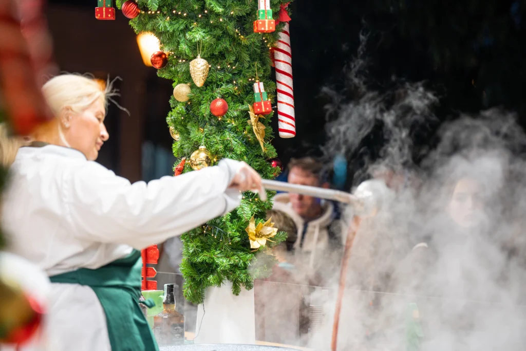 Vorosmarty square Christmas market. Traditional Mulled Wine in Budapest - A Christmas Market Highlight.