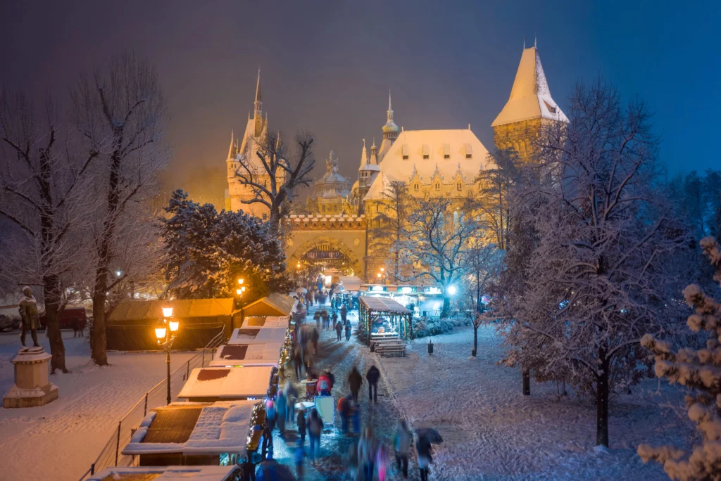 Vorosmarty square Christmas market. Traditional Mulled Wine in Budapest - A Christmas Market Highlight.
